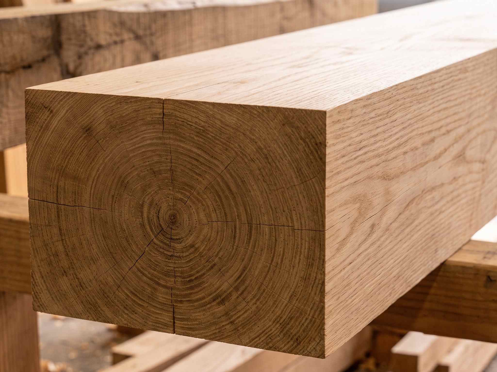 A close-up of a Seasoned wood