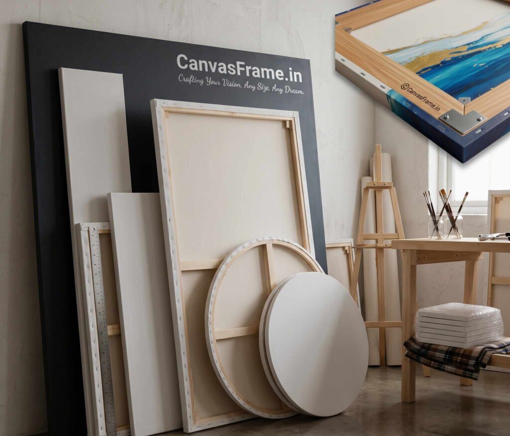 Premium stretched canvas frame made using wooden stretcher bars for oil painting and canvas prints